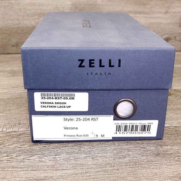 *NIB* $475 Nordstrom ZELLI Italia 9 M Verona Italian Derby Rust * add $15 Trees